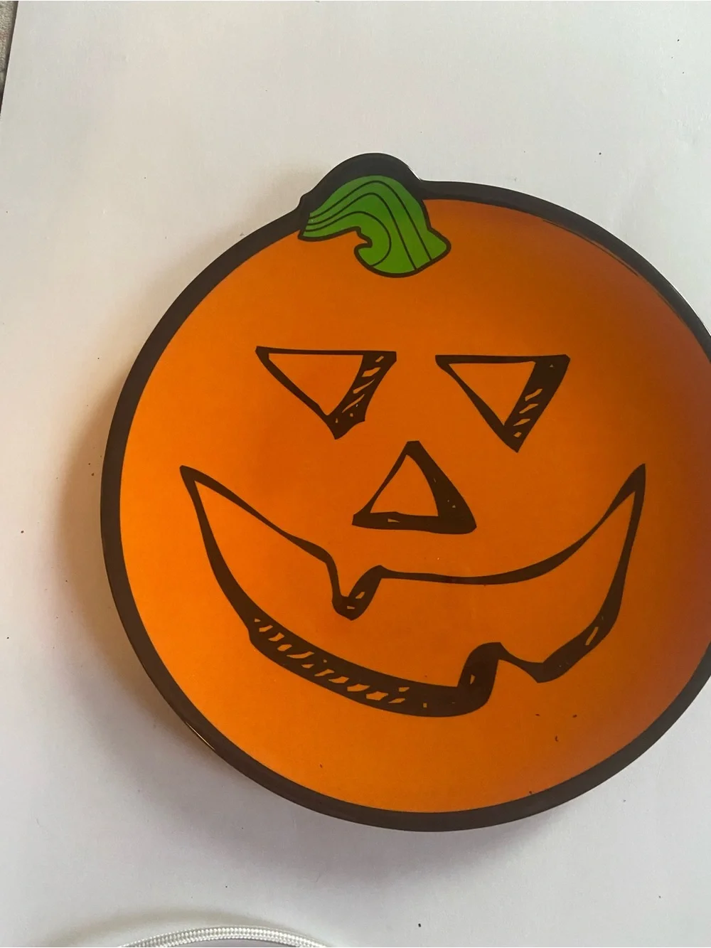 Playful Orange Jack-O'-Lantern Wall Art Plaque with Green Stem
